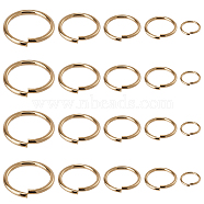 400Pcs 5 Styles 304 Stainless Steel Open Jump Rings, Round Ring, Real 24K Gold Plated, 4~10x0.8~1mm, Inner Diameter: 2.4~8.5mm, 80pcs/style(STAS-SC0006-14)