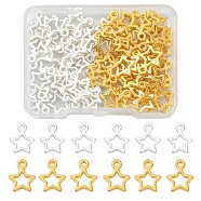 100Pcs 2 Color Tibetan Style Alloy Charms, Star, Christmas, Golden & Silver, 14x10x2mm, Hole: 1.5mm, 50pcs/color(FIND-FS0001-60)