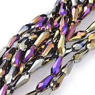 Electroplate Glass Beads Strands, Full Plated, Faceted, Teardrop, Multi-color Plated, 10x4mm, Hole: 0.8mm, about 70~72pcs/strand, 27.9 inch~28.15 inch(71~71.5cm)(X-EGLA-L015-FP-A02)