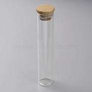 Glass Bead Storage Tubes, Bead Containers, with Bamboo Cap, Clear, 3.25x16cm, Inner Diameter: 2.55cm, Capacity: 80ml(2.71fl. oz)(AJEW-WH0009-39B)