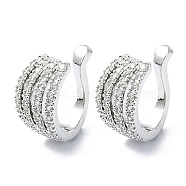Rack Plating Brass Micro Pave Cubic Zirconia Cuff Earring, Cadmium Free & Lead Free, Long-Lasting Plated, Platinum, 13.5x9x16mm(EJEW-C086-06P)