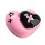 Black & Pink Opaque Resin Cabochons, for Jewelry Making, Heart, 17.5x22x8.5mm(CRES-P026-A04)