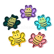 Translucent Acrylic Pendants, 3D Printed, Bees, Mixed Color, 34.5x33x3mm, Hole: 1.2mm(TACR-T021-40)