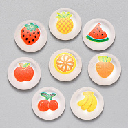 Resin Cabochons, Printed with Fruit Pattern, Dome/Half Round, Mixed Color, 12x4mm(RESI-S364-54D)
