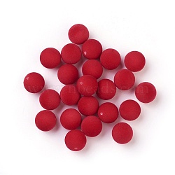 Flocky Acrylic Beads, Half Drilled, Round, Red, 8mm, Hole: 1.4mm(OACR-I001-8mm-L11)