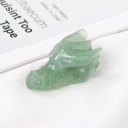 Natural Green Aventurine Sculpture Display Decorations, for Home Office Desk, Dragon Head, 36.5~38x20.5x20.5~22.5mm(G-PW0004-43C)