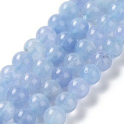 Dyed Natural Malaysia Jade Beads Strands, Round, Cornflower Blue, 8mm, Hole: 1.2mm, about 23pcs/strand, 7.28 inch(18.5cm)(X-G-G021-02B-07)