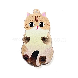 Acrylic Pendants, Cat Theme, Beige, 38x20x2.2mm, Hole: 1.8mm(OACR-B023-01B-06)