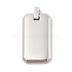 Anti-Tarnish 304 Stainless Steel Stamping Blank Tag Pendants, Rectangle Charm, Stainless Steel Color, 41x20x6mm, Hole: 3x3mm(STAS-G346-03P)