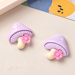 Opaque Resin Cabochons, Mushroon, Lilac, 26x25mm(PW-WG7951E-04)