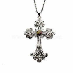 Vintage sparkling diamond cross large DIY accessory accessories, popular European and American necklaces and pendants(IL0019-4)