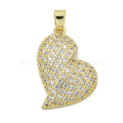 Rack Plating Brass Micro Pave Clear Cubic Zirconia Pendants, Cadmium Free & Lead Free, Long-Lasting Plated, Real 18K Gold Plated, 25x19x5.5mm, Hole: 4x3mm(KK-E114-05G)