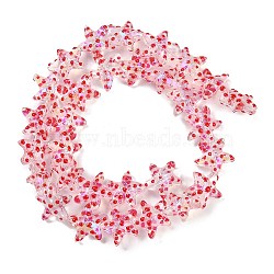 Handmade Lampwork Beads Strands, Star with Polka Dot Pattern, Colorful, 13~14.5x15~15.5x6.5~7mm, Hole: 1.2mm, about 29~30pcs/strand, 35.6~37.5cm(LAMP-I027-09D)