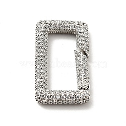 Brass Micro Pave Clear Cubic Zirconia Spring Gate Rings, Cadmium Free & Lead Free, Rectangle, Platinum, 30x17x4mm(KK-G414-05P)