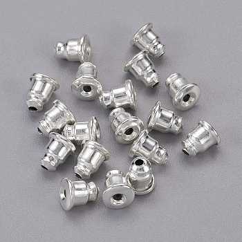 Brass Ear Nuts, Earring Backs, Cadmium Free & Lead Free, Silver Color Plated, 5x5mm