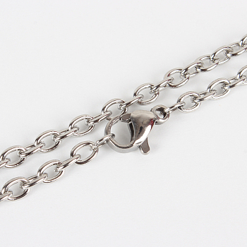 304 Stainless Steel Cable Chain Necklace Making, with Lobster Claw Clasps, Stainless Steel Color, 23.6 inch(59.9cm)