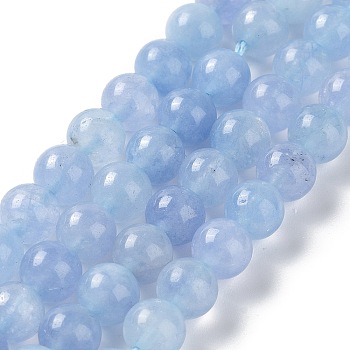 Dyed Natural Malaysia Jade Beads Strands, Round, Cornflower Blue, 8mm, Hole: 1.2mm, about 23pcs/strand, 7.28 inch(18.5cm)