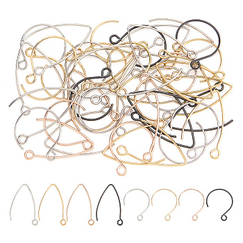 US 56Pcs 8 Style 304 Stainless Steel Earring Hooks, Circle & Marquise Ear Wire, Mixed Color, 23~34x15~19x0.8mm, Hole: 2mm, Pin: 0.8mm