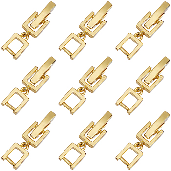 9Pcs Brass Fold Over Clasps, Bracelet, Necklace Jewelry Extender, Golden, 20~29mm, Link: 8x5.5x2mm, Clasp: 10x2x4mm