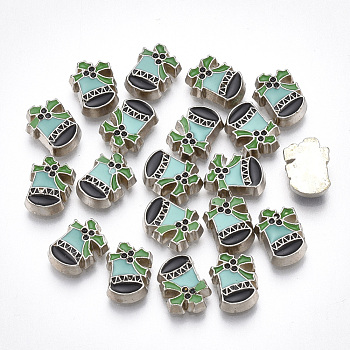 Alloy Enamel Cabochons, Fit Floating Locket Charms, Gift, Colorful, Platinum, 8.5x6x2mm