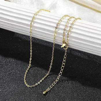 Rack Plating Brass Cable Chain Necklaces for Women, Lead Free & Cadmium Free, Long-Lasting Plated, Real 18K Gold Plated, 17.52 inch(44.5cm)