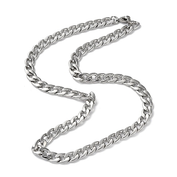 201 Stainless Steel Cuban Link Chain Necklace, Stainless Steel Color, 22.83 inch(58cm)