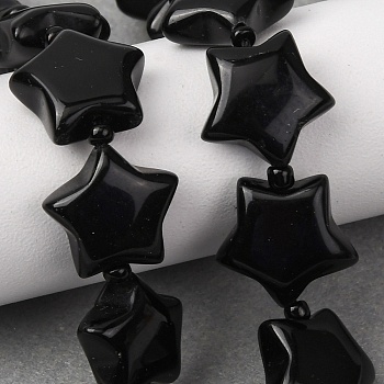Natural Obsidian Beads Strands, Star, with Seed Beads, 15~15.5x16~16.5x6.5~7mm, Hole: 1.4mm, about 25pcs/strand, 15.75''~16.14''(40~41cm)