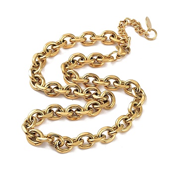 Ion Plating(IP) 304 Stainless Steel Rolo Chain Necklace, Real 18K Gold Plated, 15.83 inch(40.2cm)