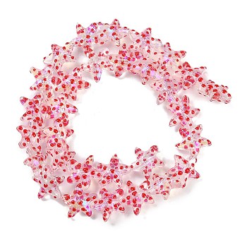 Handmade Lampwork Beads Strands, Star with Polka Dot Pattern, Colorful, 13~14.5x15~15.5x6.5~7mm, Hole: 1.2mm, about 29~30pcs/strand, 35.6~37.5cm