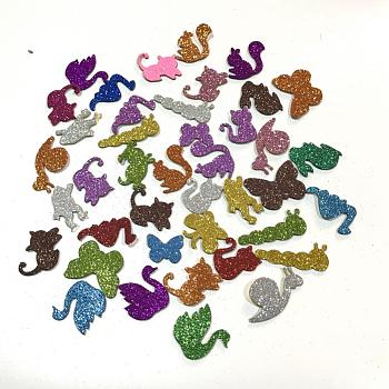 Foam Sticker, with Glitter Powder, Animal, Mixed Color, 22~33x29~54x2mm