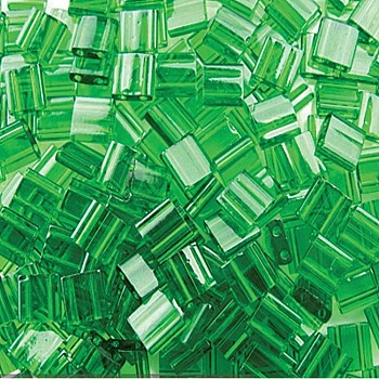 MIYUKI TILA Beads, Japanese Seed Beads, 2-Hole, (HTL146) Transparent Green, 5x5x1.9mm, Hole: 0.8mm, about 1180pcs/100g