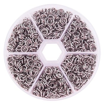 304 Stainless Steel Open Jump Rings, Stainless Steel Color, 6x1mm, about 4mm inner diameter, about 180pcs/compartment