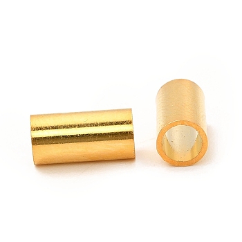 304 Stainless Steel Beads, Large Hole Beads, Column, Real 24K Gold Plated, 10x5mm, Hole: 4mm