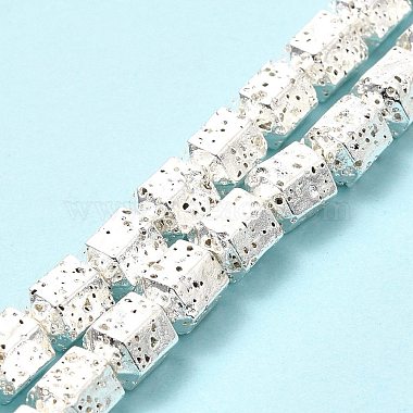 Electroplated Natural Lava Rock Beads Strands(G-G984-09S)-2