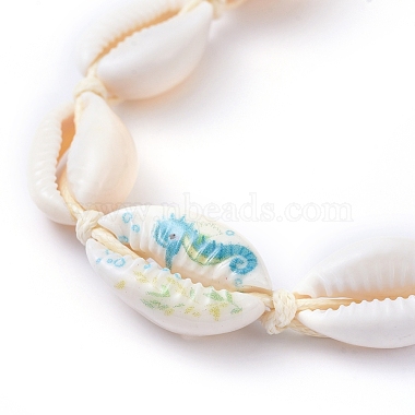 Adjustable Printed Cowrie Shell Braided Bead Bracelets(BJEW-JB05154-01)-3