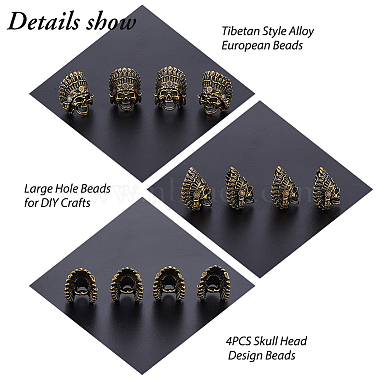 4Pcs Tibetan Style Alloy European Beads(TIBEB-FH0001-40AB)-3