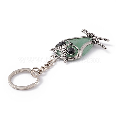 Owl Natural Green Aventurine Pendant Keychain(KEYC-G056-01AS-03)-4