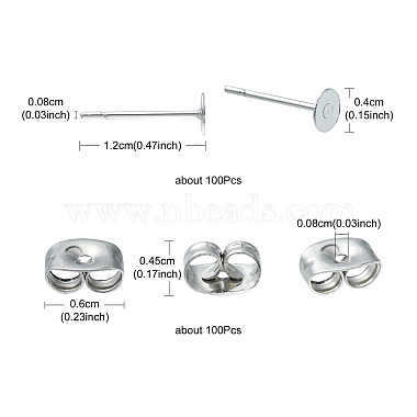 100 pièces 304 accessoires de boucles d'oreilles en acier inoxydable(STAS-YW0001-43F)-5