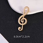 Golden Alloy Safe Brooches, Musical Note, 60x22mm(PW-WG5B157-02)