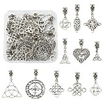 22Pcs 11 Style Alloy European Dangle Charms, Mixed Shapes, Antique Silver, 26~43mm 2pcs/style(PALLOY-YW00226)