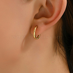 Fashionable Casual Simple 201 Stainless Steel Round Hoop Earrings, Real 18K Gold Plated, 17mm(SA7421)