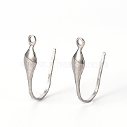 316 Stainless Steel Stud Earring Hooks, with Vertical Loop, Stainless Steel Color, 19x11x4mm, Hole: 1.4mm, 18 Gauge, Pin: 1mm(STAS-Q239-015)