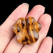 Natural Tiger Eye Carved Figurines Statues for Home Office Desktop Decoration, Cat Paw Print, 30x28mm(PW-WG5370C-14)