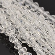Faceted Bicone Glass Beads Strands, Clear, 4x4mm, Hole: 1mm, about 82~85pcs/strand, 30.5~31cm(EGLA-P016-4mm-01)