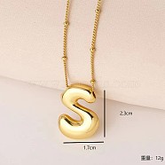 Simple and Stylish Brass Letter Pendant Necklaces for Women Men, Golden, Letter S, 16.14 inch(41cm)(GF2554-19)