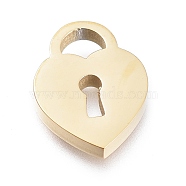 304 Stainless Steel Pendants, Laser Cut, Heart Lock, Golden, 11.7x8.7x1.7mm, Hole: 2.5x3.5mm(STAS-M275-04G)
