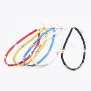 Handmade Polymer Clay Heishi Beads Beaded Necklaces, with Non-magnetic Synthetic Hematite Beads and 304 Stainless Steel Lobster Claw Clasps, Mixed Color, 16.73 inch(42.5cm)(NJEW-JN02901)