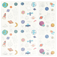 CRASPIRE 6 Sheets 3 Style Body Art Tattoos Stickers, Removable Temporary Tattoos Paper Stickers, Universe Themed Pattern, 12x7.5x0.02cm, Sticker: 5~38.5x5~35mm, 2sheets/style(DIY-CP0007-38)