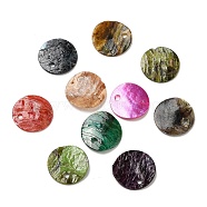 Spray Painted Natural Akoya Shell Charms, Mother of Shell, Flat Round Charms, Mixed Color, 13x1.5mm, Hole: 1mm(SHEL-F007-15A)