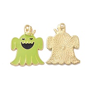 Halloween Theme Rack Plating Alloy Enamel Pendants, Ghost Charms, Light Gold, 31x23.5x1.5mm, Hole: 2mm(PALLOY-O109-53LG)